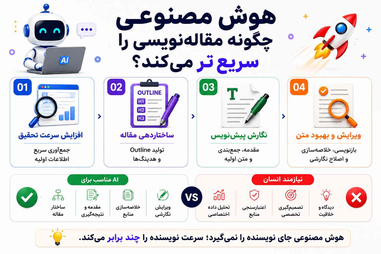 هوش مصنوعی چگونه فرآیند مقاله نویسی را سریعتر میکند؟